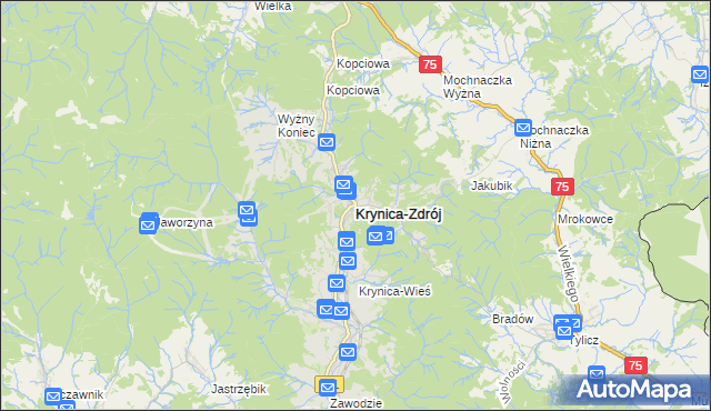 mapa Krynica-Zdrój, Krynica-Zdrój na mapie Targeo