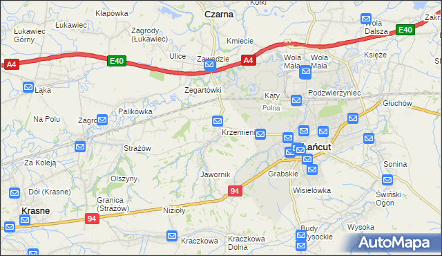 mapa Krzemienica gmina Czarna, Krzemienica gmina Czarna na mapie Targeo