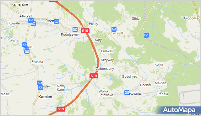 mapa Krzywdy gmina Jeżowe, Krzywdy gmina Jeżowe na mapie Targeo