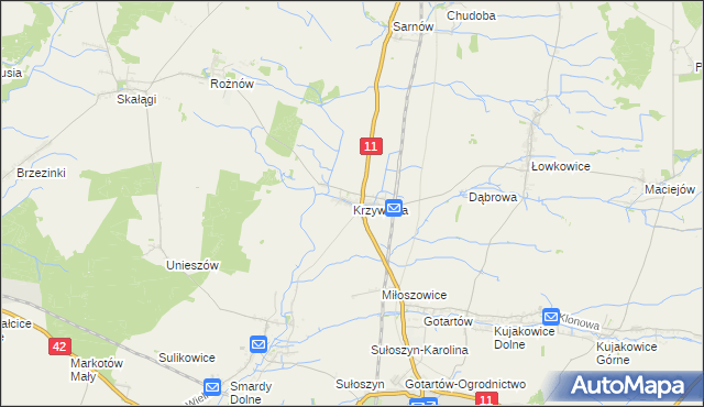 mapa Krzywizna, Krzywizna na mapie Targeo