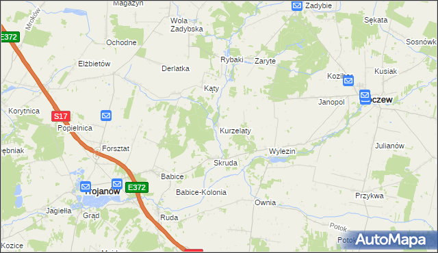 mapa Kurzelaty, Kurzelaty na mapie Targeo