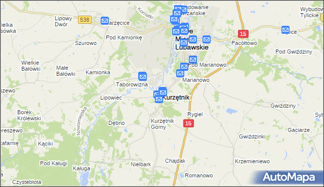 mapa Kurzętnik, Kurzętnik na mapie Targeo