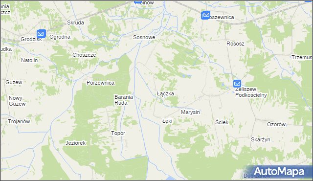 mapa Łączka gmina Kotuń, Łączka gmina Kotuń na mapie Targeo