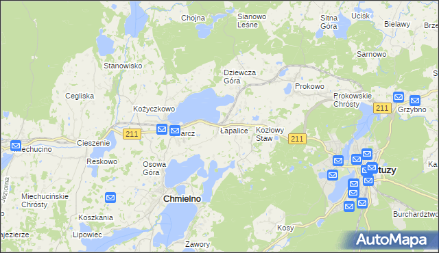 mapa Łapalice, Łapalice na mapie Targeo