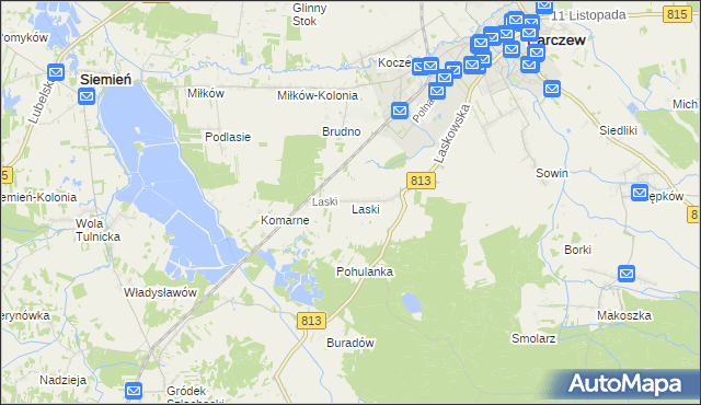 mapa Laski gmina Parczew, Laski gmina Parczew na mapie Targeo