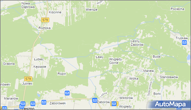 mapa Ławy gmina Leszno, Ławy gmina Leszno na mapie Targeo