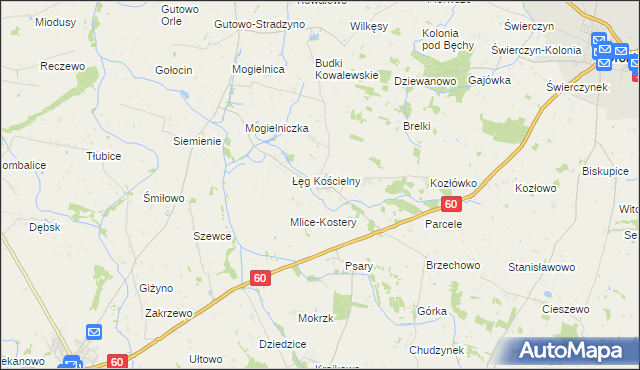 mapa Łęg Probostwo, Łęg Probostwo na mapie Targeo