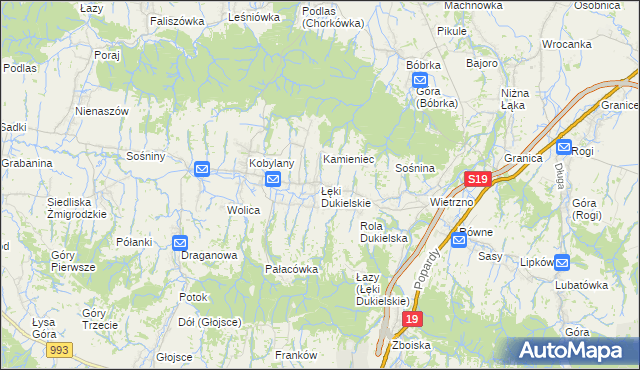 mapa Łęki Dukielskie, Łęki Dukielskie na mapie Targeo