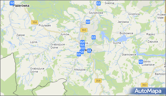 mapa Leśna powiat lubański, Leśna powiat lubański na mapie Targeo