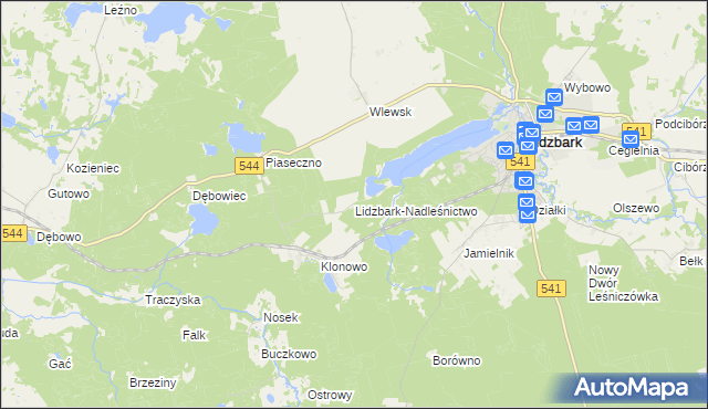 mapa Lidzbark-Nadleśnictwo, Lidzbark-Nadleśnictwo na mapie Targeo