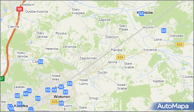 mapa Lipinki gmina Wołomin, Lipinki gmina Wołomin na mapie Targeo