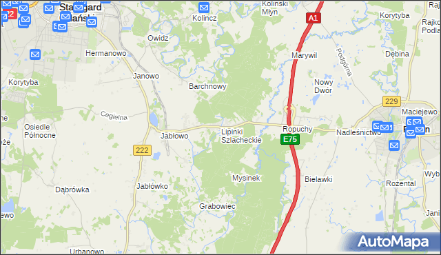 mapa Lipinki Szlacheckie, Lipinki Szlacheckie na mapie Targeo