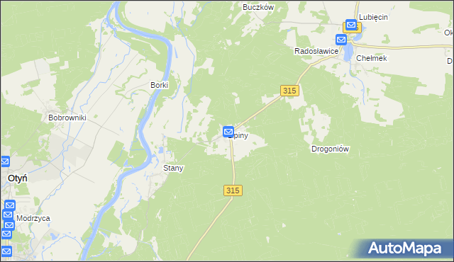 mapa Lipiny gmina Nowa Sól, Lipiny gmina Nowa Sól na mapie Targeo