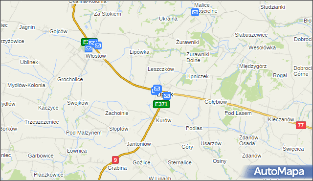 mapa Lipnik powiat opatowski, Lipnik powiat opatowski na mapie Targeo