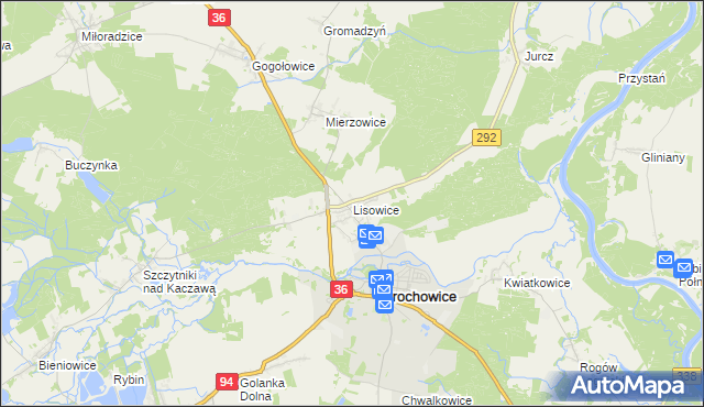 mapa Lisowice gmina Prochowice, Lisowice gmina Prochowice na mapie Targeo