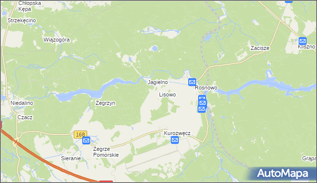 mapa Lisowo gmina Manowo, Lisowo gmina Manowo na mapie Targeo