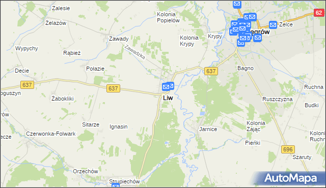 mapa Liw, Liw na mapie Targeo