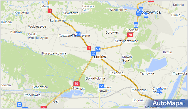 mapa Łoniów, Łoniów na mapie Targeo