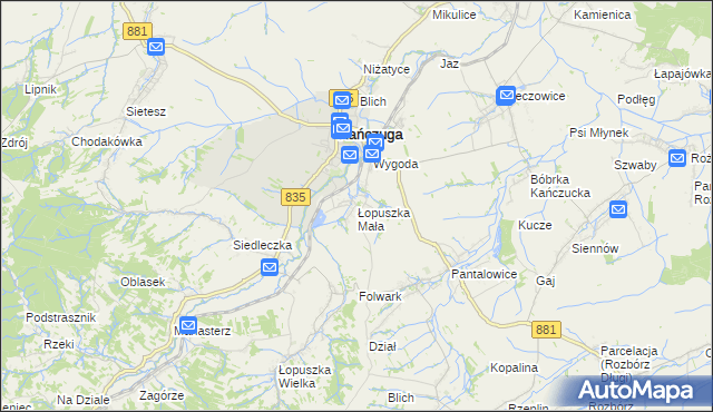 mapa Łopuszka Mała, Łopuszka Mała na mapie Targeo