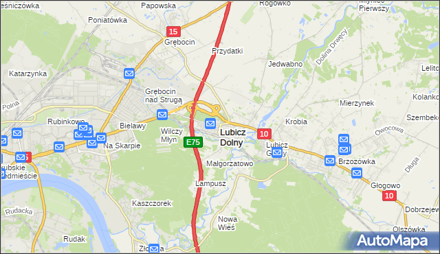 mapa Lubicz Dolny, Lubicz Dolny na mapie Targeo