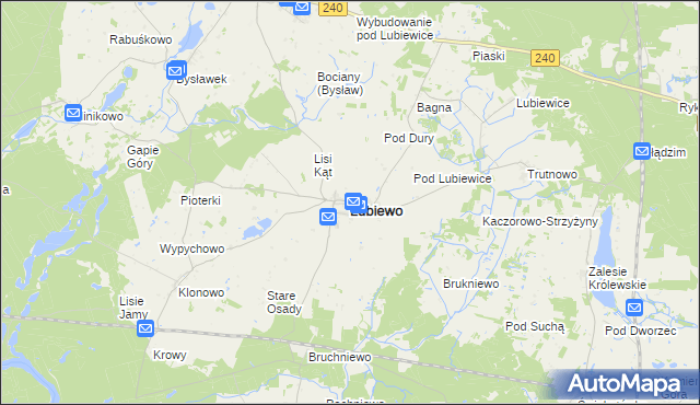 mapa Lubiewo powiat tucholski, Lubiewo powiat tucholski na mapie Targeo