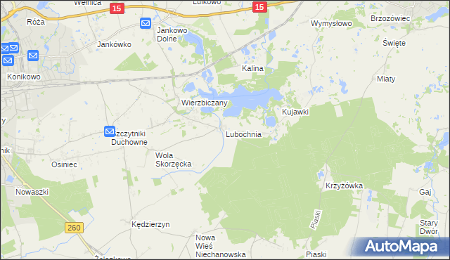 mapa Lubochnia gmina Gniezno, Lubochnia gmina Gniezno na mapie Targeo