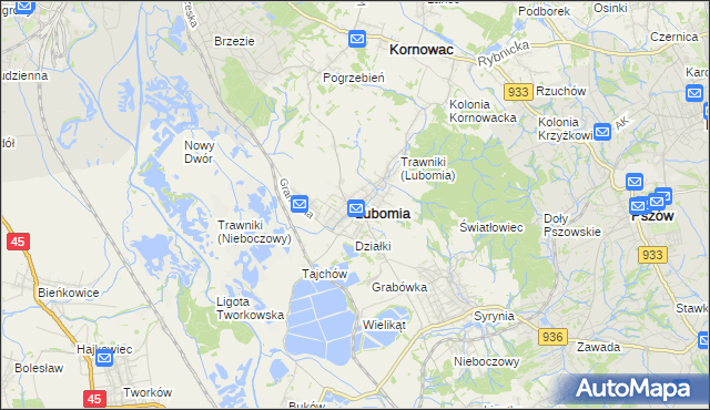 mapa Lubomia, Lubomia na mapie Targeo