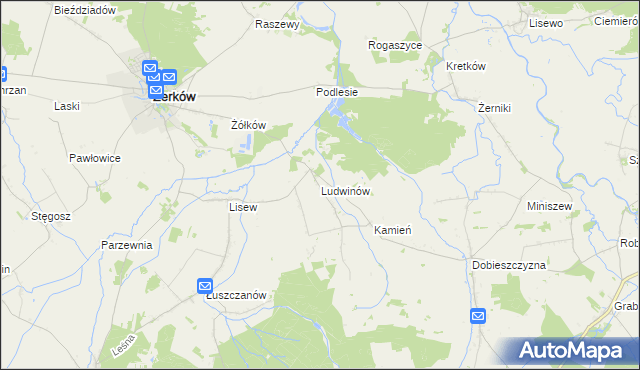 mapa Ludwinów gmina Żerków, Ludwinów gmina Żerków na mapie Targeo