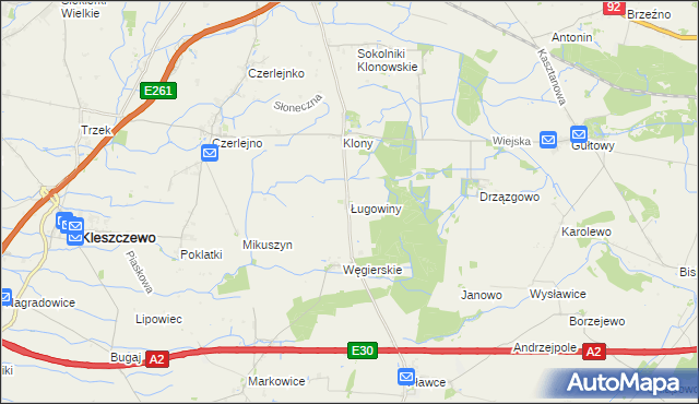 mapa Ługowiny, Ługowiny na mapie Targeo