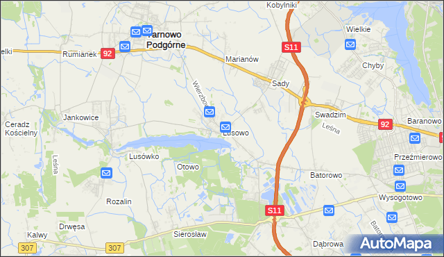 mapa Lusowo, Lusowo na mapie Targeo