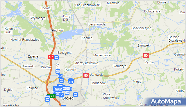 mapa Maciejowice gmina Grójec, Maciejowice gmina Grójec na mapie Targeo