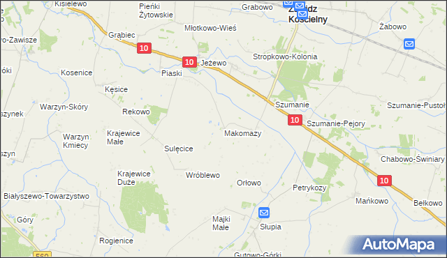 mapa Makomazy, Makomazy na mapie Targeo