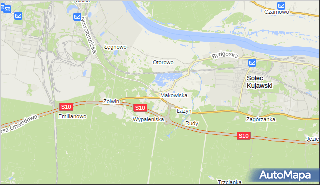 mapa Makowiska gmina Solec Kujawski, Makowiska gmina Solec Kujawski na mapie Targeo