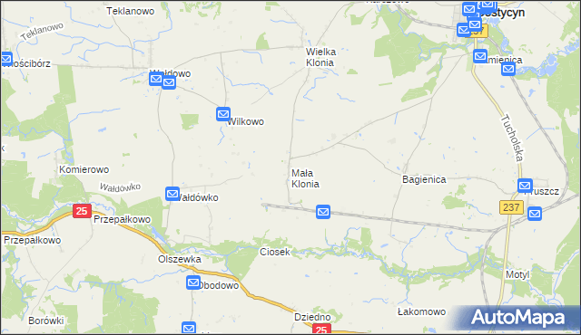 mapa Mała Klonia gmina Gostycyn, Mała Klonia gmina Gostycyn na mapie Targeo