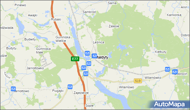 mapa Małdyty, Małdyty na mapie Targeo