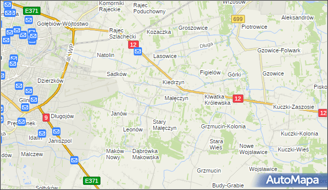 mapa Małęczyn gmina Gózd, Małęczyn gmina Gózd na mapie Targeo