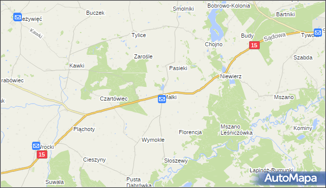 mapa Małki gmina Bobrowo, Małki gmina Bobrowo na mapie Targeo