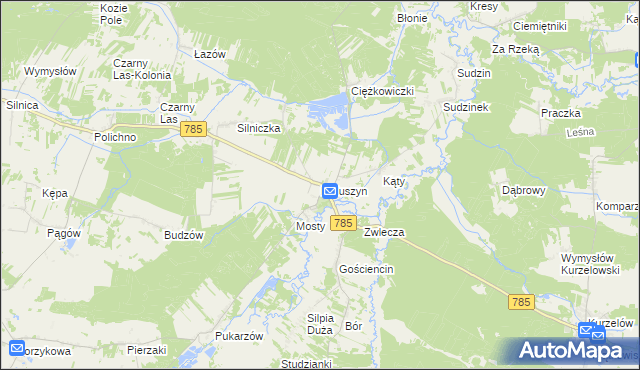 mapa Maluszyn gmina Żytno, Maluszyn gmina Żytno na mapie Targeo