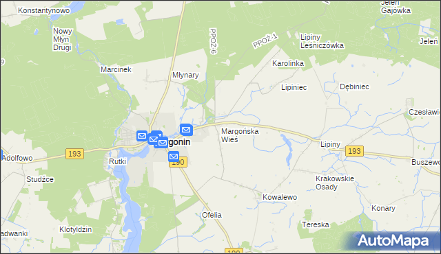 mapa Margońska Wieś, Margońska Wieś na mapie Targeo