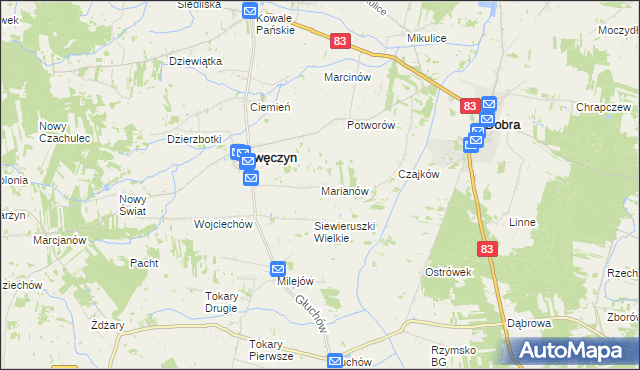 mapa Marianów gmina Kawęczyn, Marianów gmina Kawęczyn na mapie Targeo