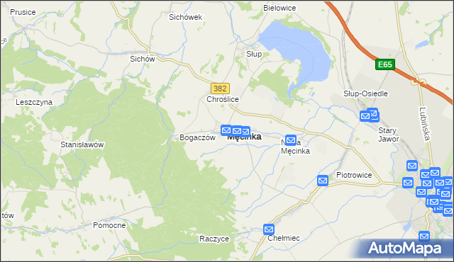 mapa Męcinka, Męcinka na mapie Targeo