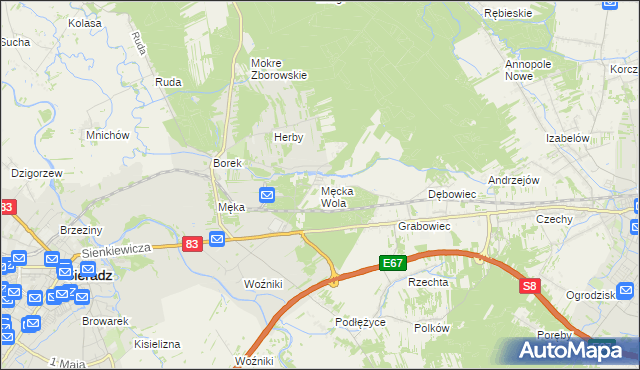 mapa Męcka Wola, Męcka Wola na mapie Targeo