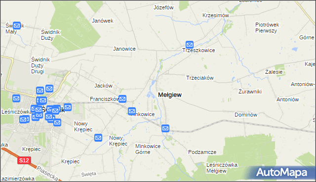 mapa Mełgiew, Mełgiew na mapie Targeo