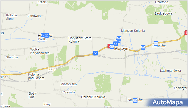 mapa Miączyn-Stacja, Miączyn-Stacja na mapie Targeo