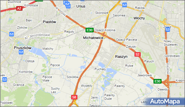 mapa Michałowice-Wieś, Michałowice-Wieś na mapie Targeo