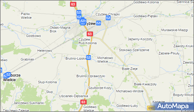 mapa Michałowo Wielkie, Michałowo Wielkie na mapie Targeo