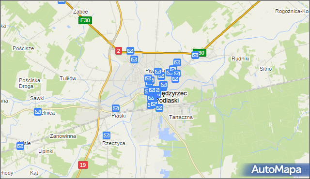 mapa Międzyrzec Podlaski, Międzyrzec Podlaski na mapie Targeo