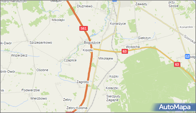 mapa Mikołajew gmina Łomża, Mikołajew gmina Łomża na mapie Targeo