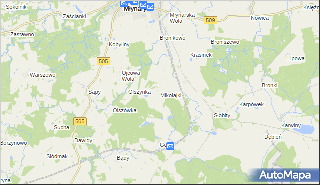 mapa Mikołajki gmina Młynary, Mikołajki gmina Młynary na mapie Targeo