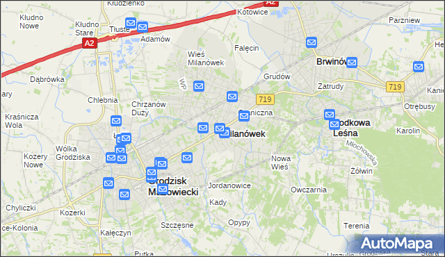 mapa Milanówek, Milanówek na mapie Targeo